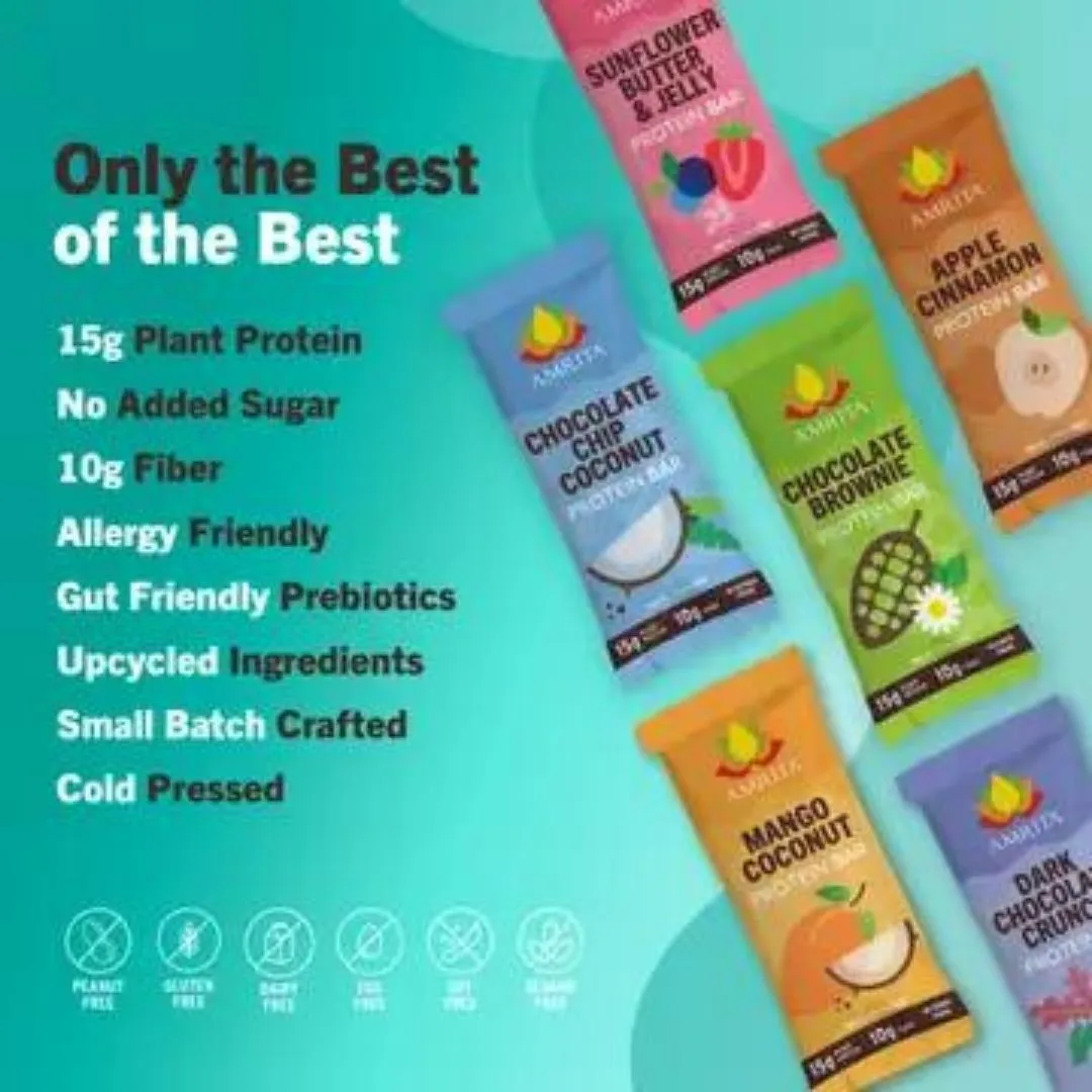 High Protein Bars Variety Pack, Top 9 Allergen Free, 6 Flavors (12 Bars)