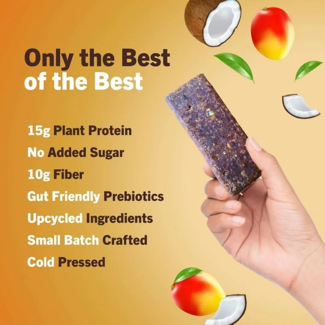 Mango Coconut Protein Bars, High Fiber, Top 9 Allergen Free (12 Bars)