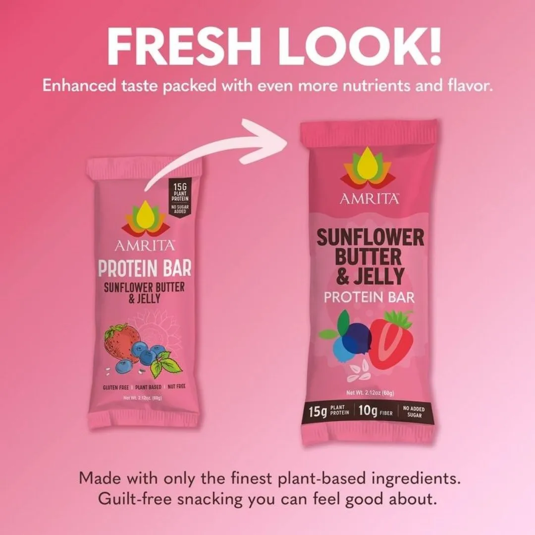 Sunflower Butter & Jelly High Protein Bars, High Fiber, Top 9 Allergen Free (12 bars)