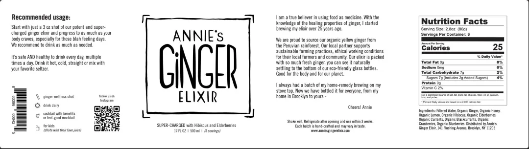 Annie's Ginger Elixir 17oz