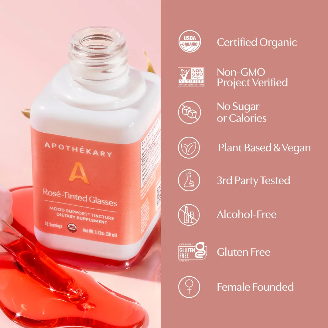 Rosé-Tinted Glasses™ Non-Alcoholic Rosé Wine Inspired Herbal Drops (4.07 fl oz/100 ml)