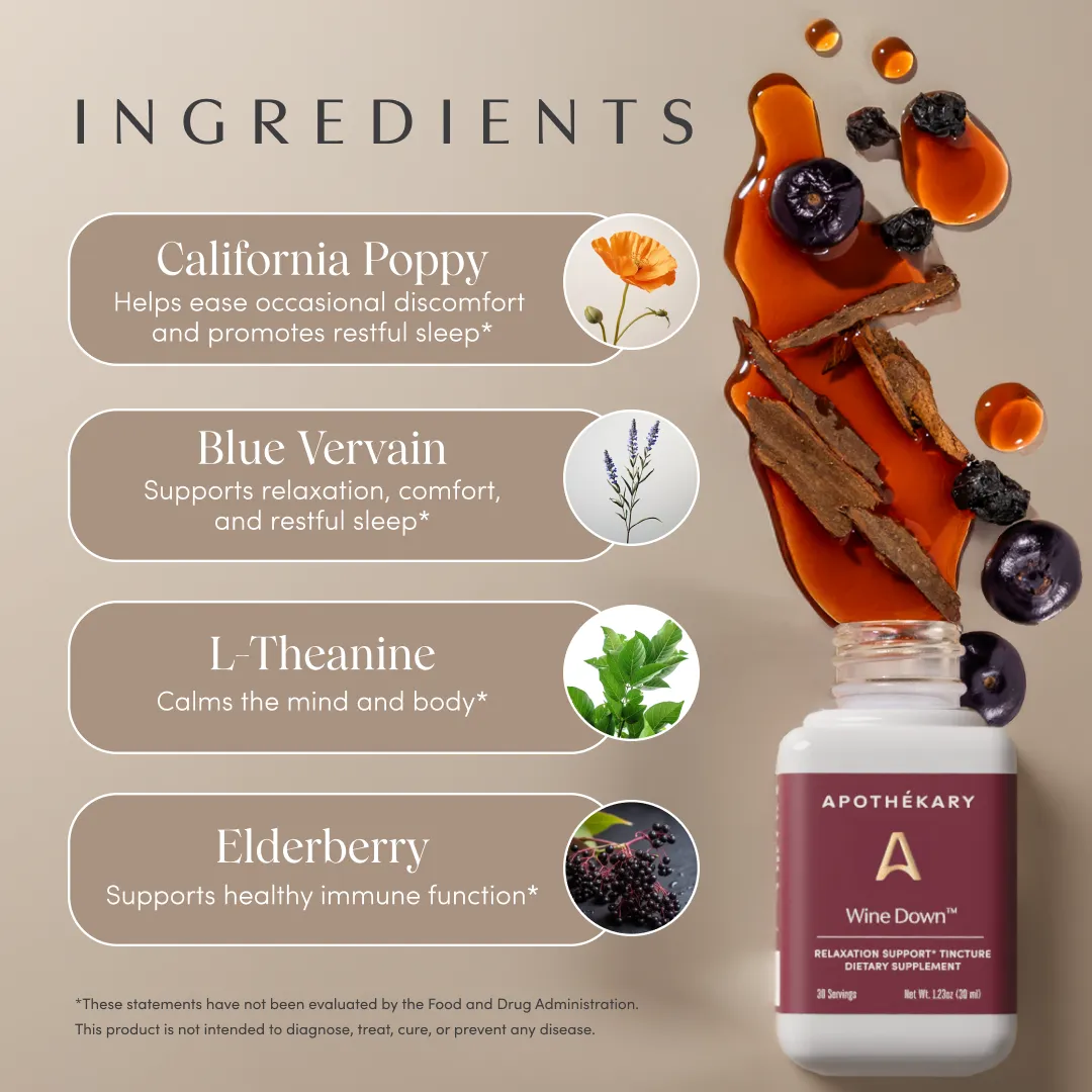 Wine Down™ Non-Alcoholic Red Wine Inspired Herbal Drops (4.07 fl oz/100 ml)