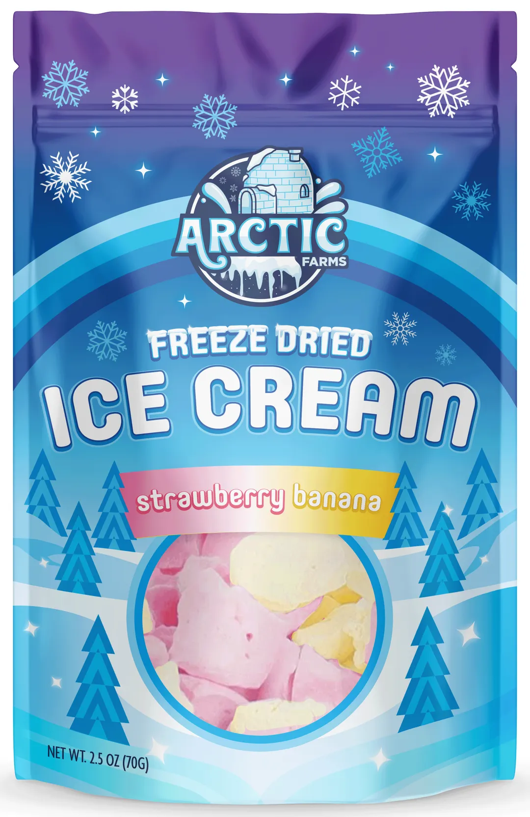 Freeze Dried Ice Cream (Strawberry Banana) (Large Bag, 2.5oz)