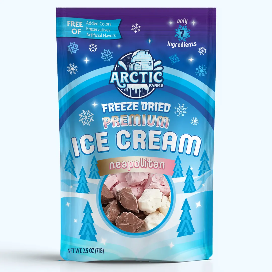 Premium Freeze Dried Ice Cream (Clean Label) (Neapolitan) (Large Bag, 2.5oz)