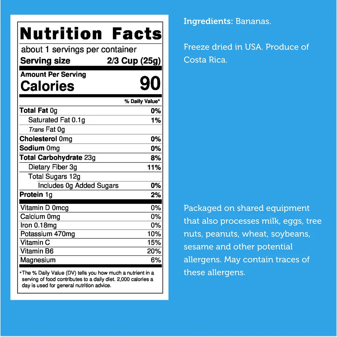 Freeze Dried Banana Chips (100% Real Fruit) (Large Bag)