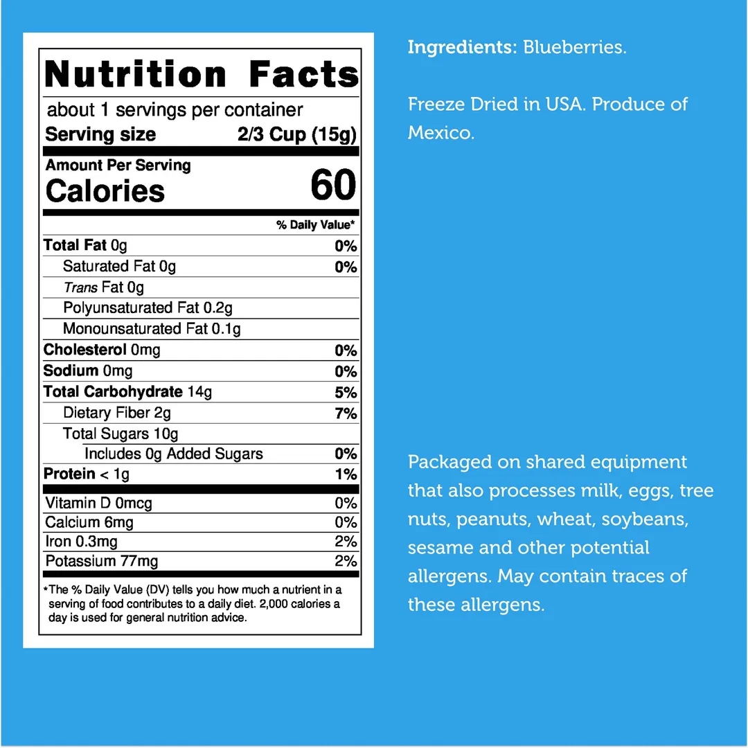 Freeze Dried Blueberries (100% Real Fruit) (Large Bag)