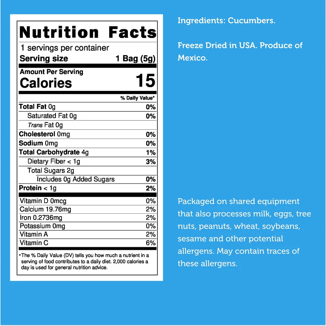 Freeze Dried Cucumber Chips (100% Real Veggie) (Large Bag)