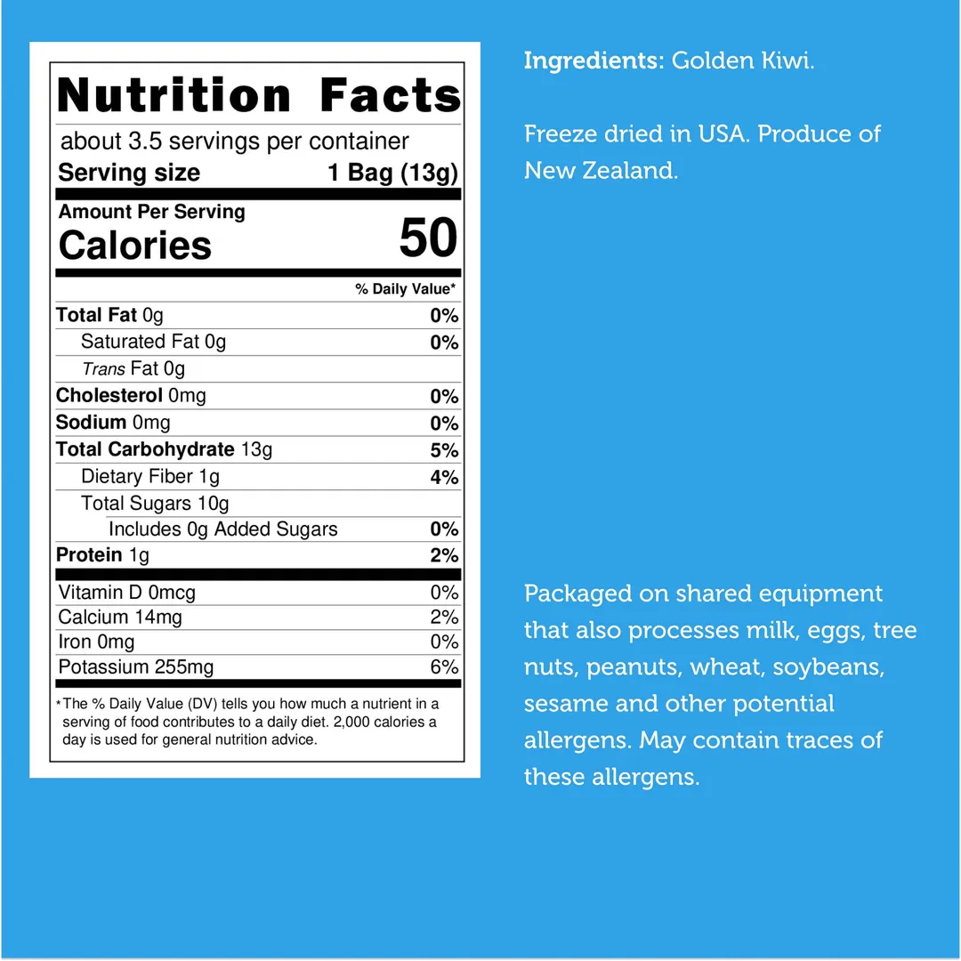 Freeze Dried Golden Kiwi (100% Real Fruit) (Small Bag)