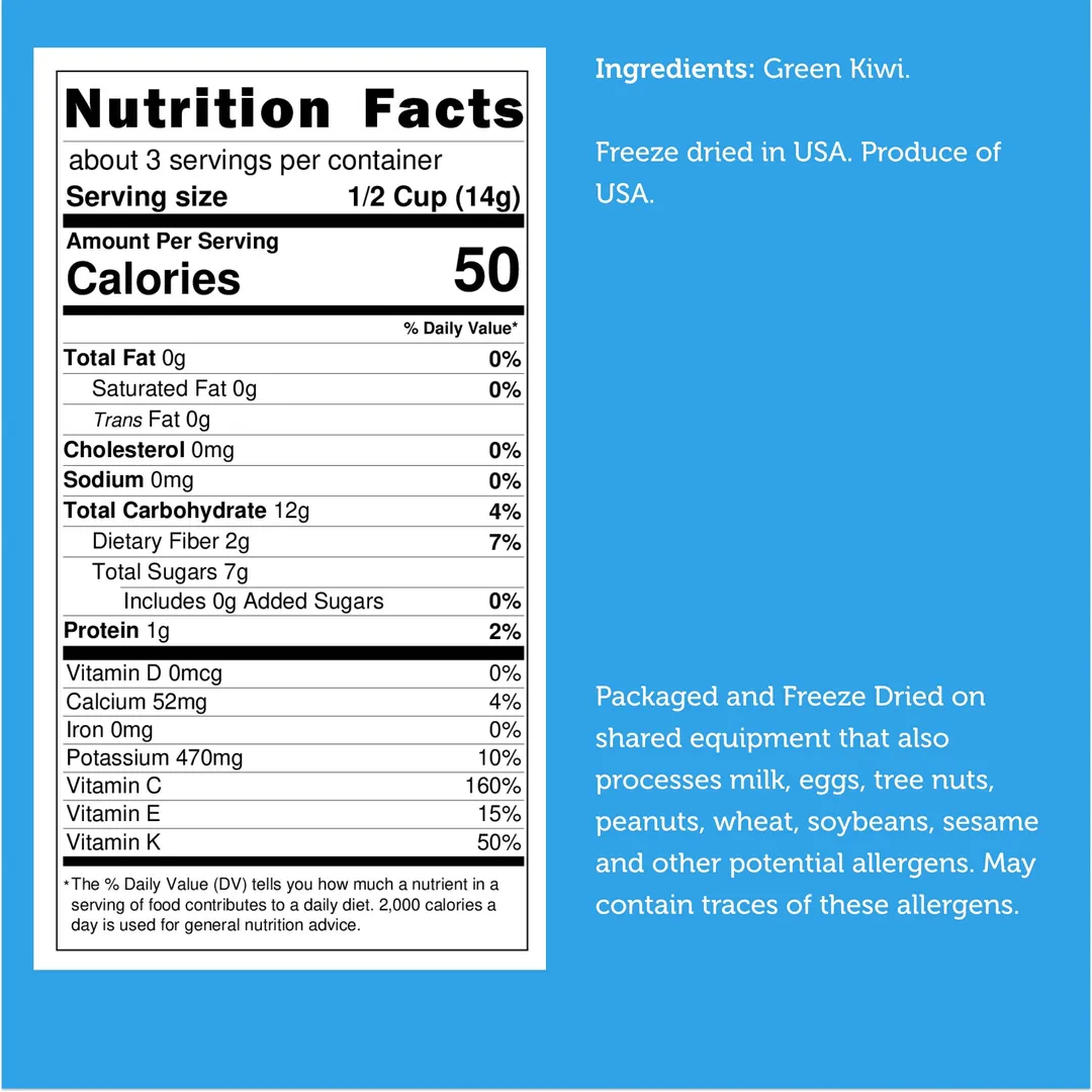 Freeze Dried Green Kiwi (100% Real Fruit) (Large Bag)