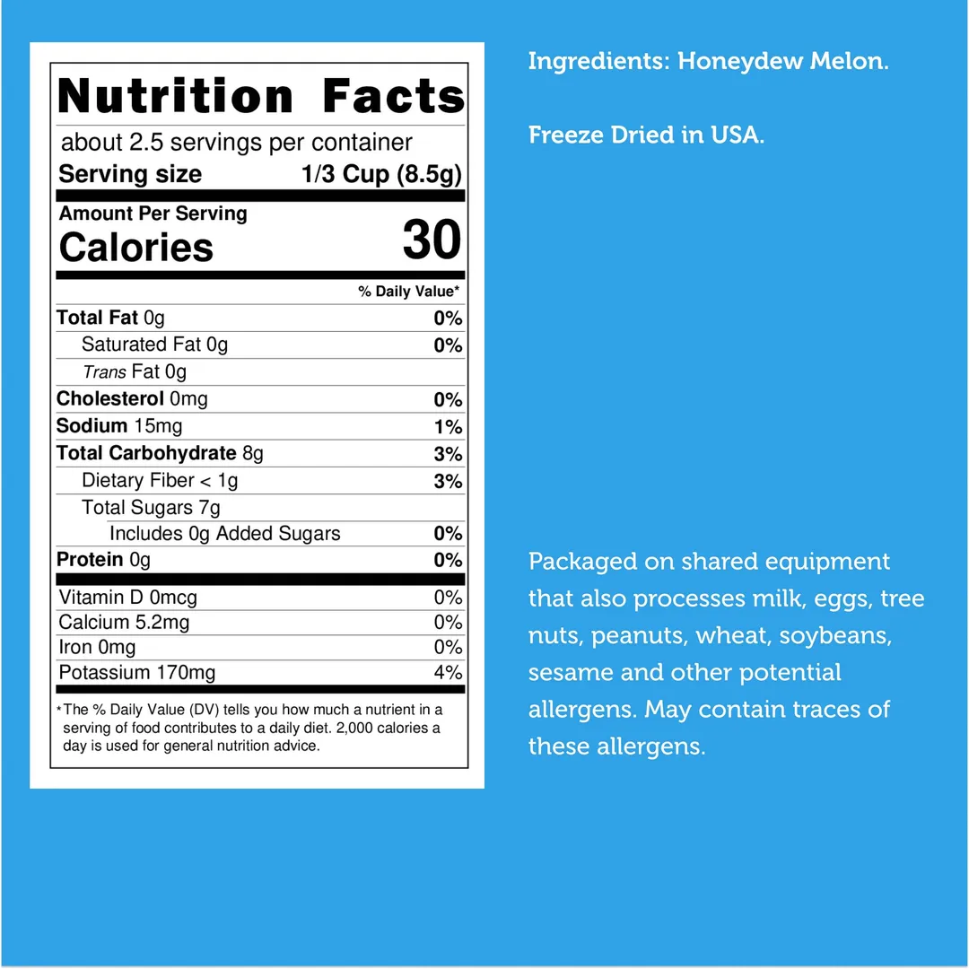 Freeze Dried Honeydew Melon (100% Real Fruit) (Small Bag)