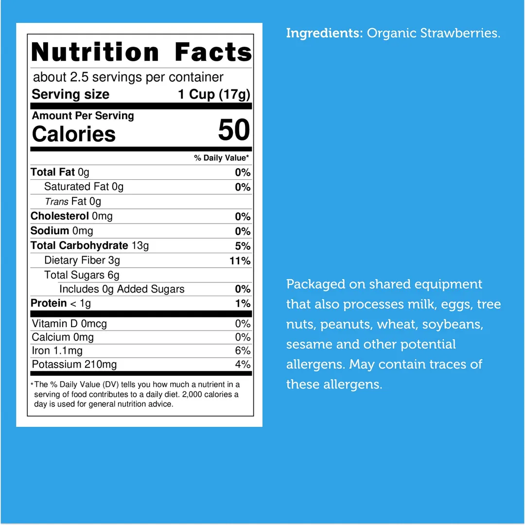 Freeze Dried Organic Strawberry Slices (100% Real Fruit) (Large Bag)