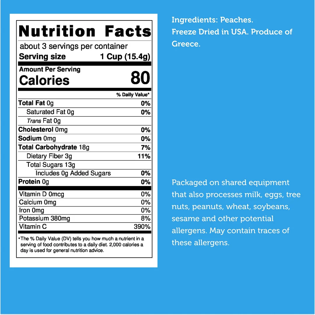 Freeze Dried Peach (100% Real Fruit) (Small Bag)
