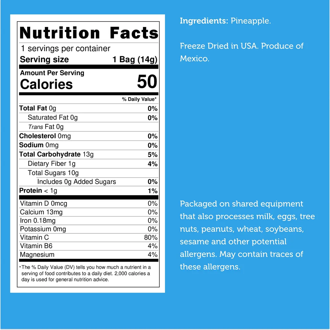 Freeze Dried Pineapple (100% Real Fruit) (Large Bag)