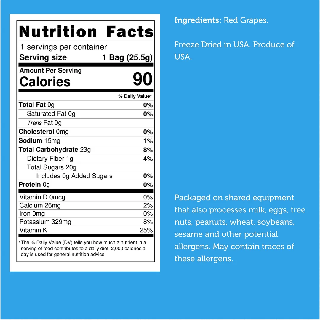 Freeze Dried Red Grapes (100% Real Fruit) (Large Bag)
