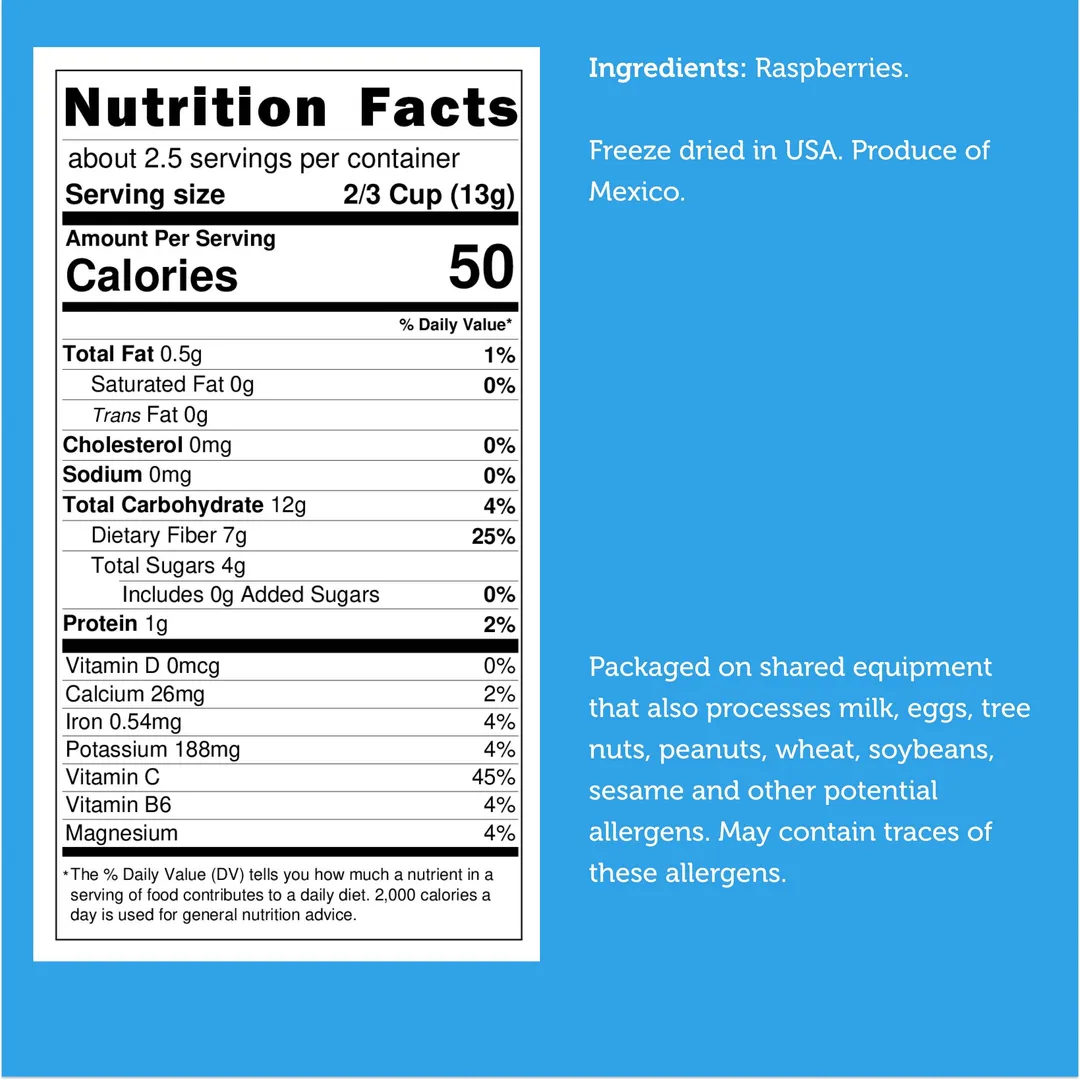 Freeze Dried Whole Raspberry (100% Real Fruit) (Small Bag)