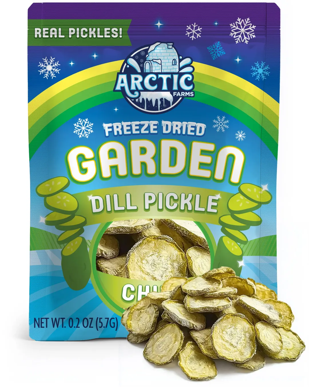 Freeze Dried Dill Pickle Chips (Less Salty) (Small Bag)