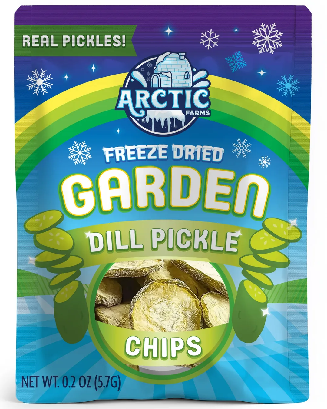 Freeze Dried Dill Pickle Chips (Less Salty)  (Large Bag)