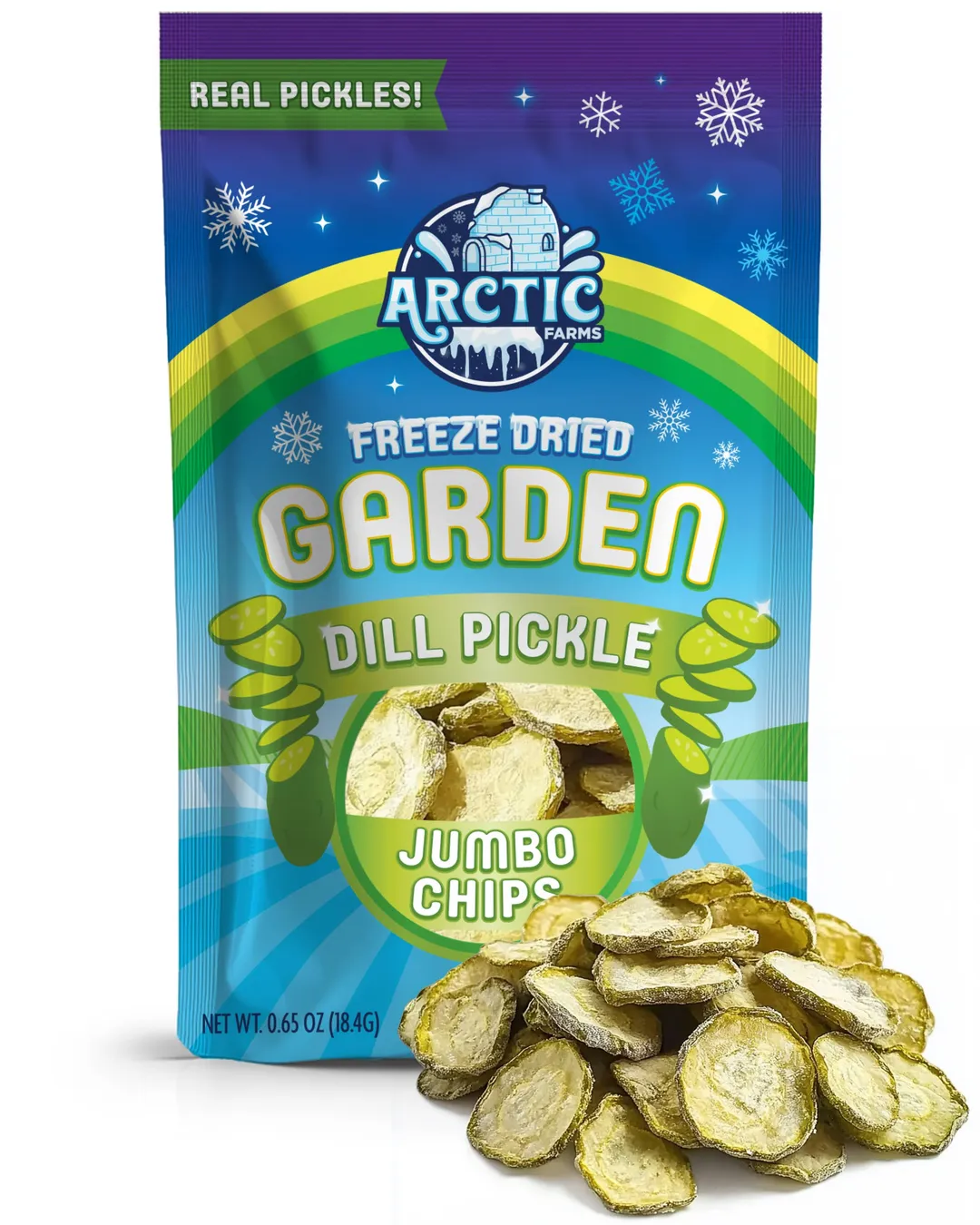 Freeze Dried Dill Pickle Jumbo Chips (Salty) (Large Bag)