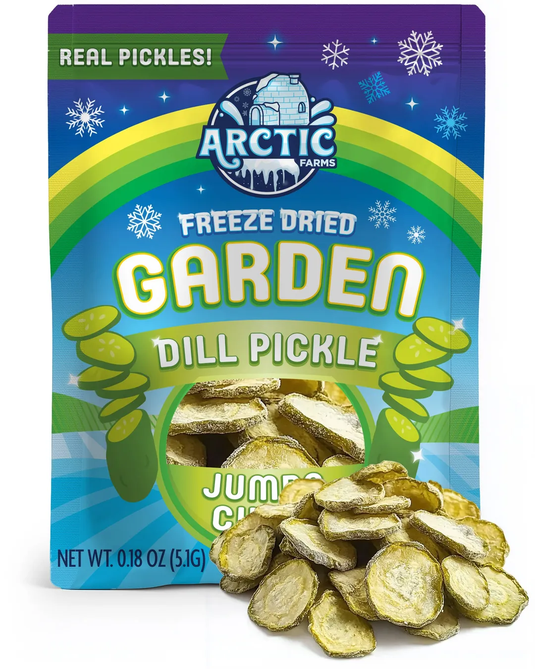 Freeze Dried Dill Pickle Jumbo Chips (Salty) (Large Bag)