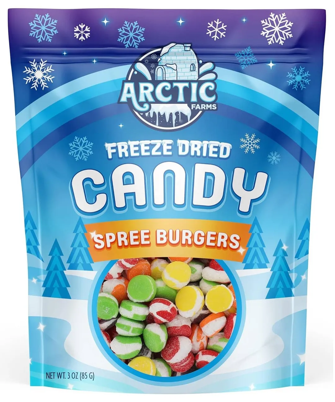 Spree Burgers Freeze Dried Crunchy Candy for Halloween (Large Bag, 6oz)