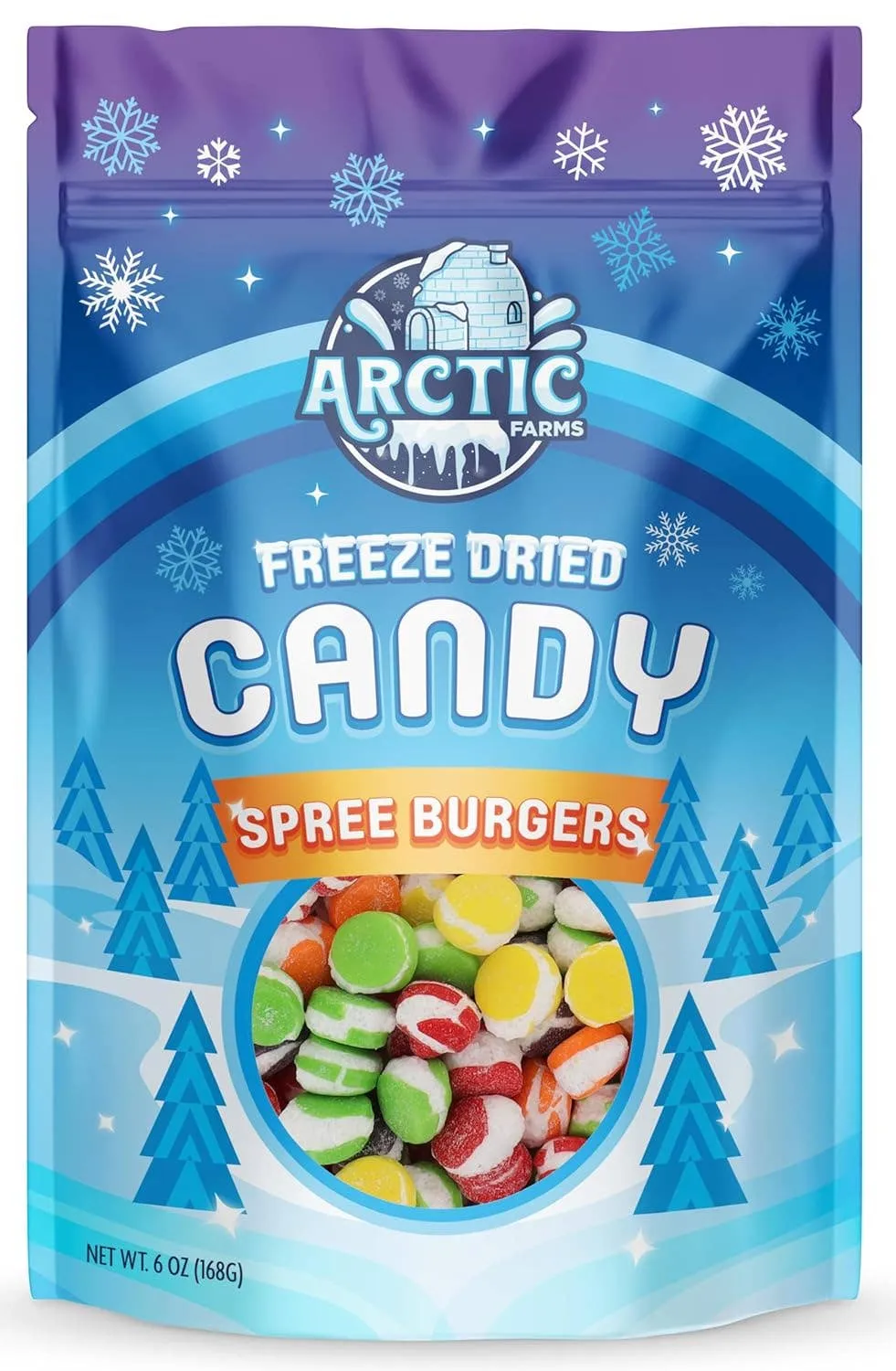 Spree Burgers Freeze Dried Crunchy Candy for Halloween (Large Bag, 6oz)