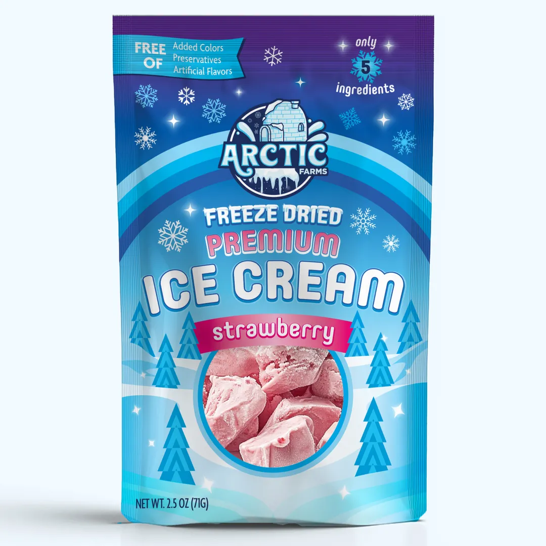 Premium Freeze Dried Ice Cream (Clean Label) (Strawberry) (Large Bag, 2.5oz)