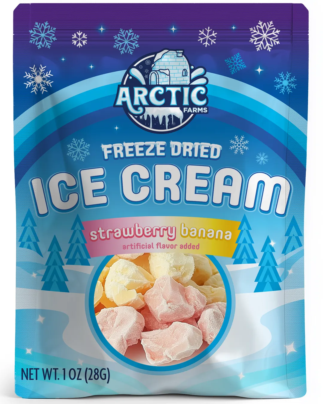 Freeze Dried Ice Cream (Strawberry Banana) (Small Bag, 1oz)