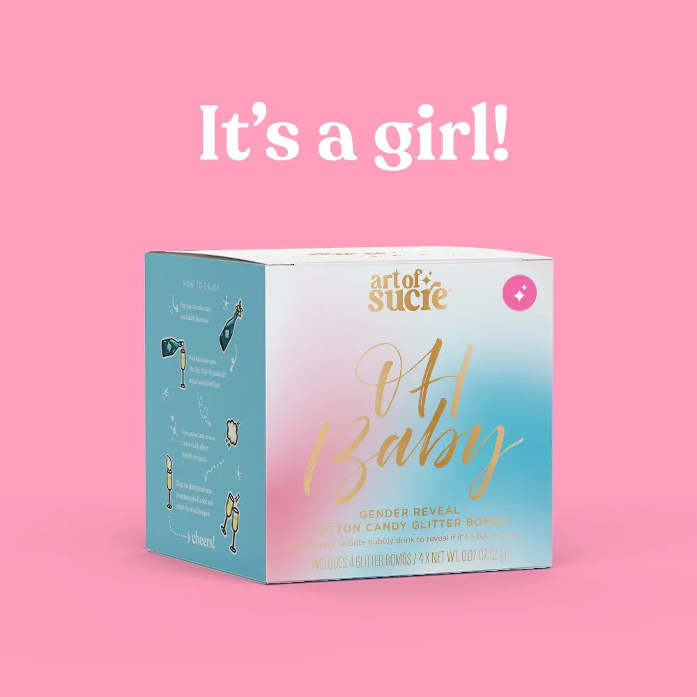 Pink Gender Reveal Cotton Candy Drink Glitter Bombs