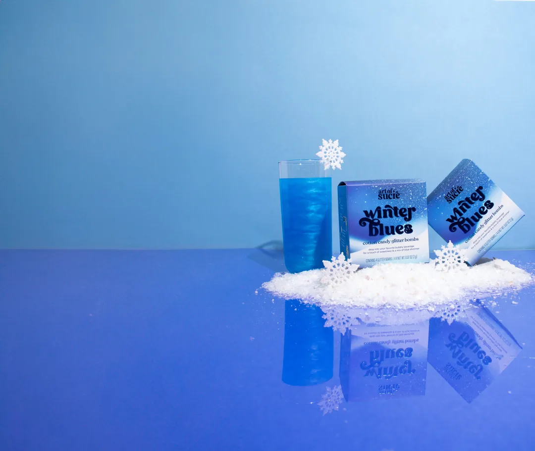 Blue Ombré Cotton Candy Drink Glitter Bombs