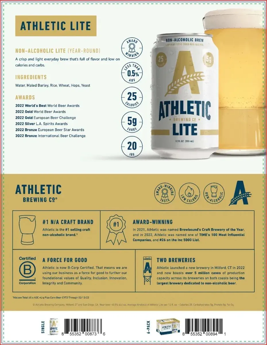 Athletic Brewing - Athletic Lite (Non-Alcoholic) 24-Can Case of 4x6-Pack