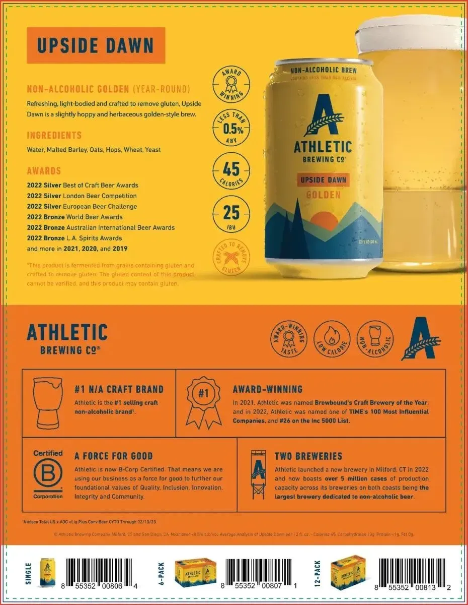 Athletic Brewing - Upside Dawn Golden (Non-Alcoholic) 24-Can Case of 4x6-Pack