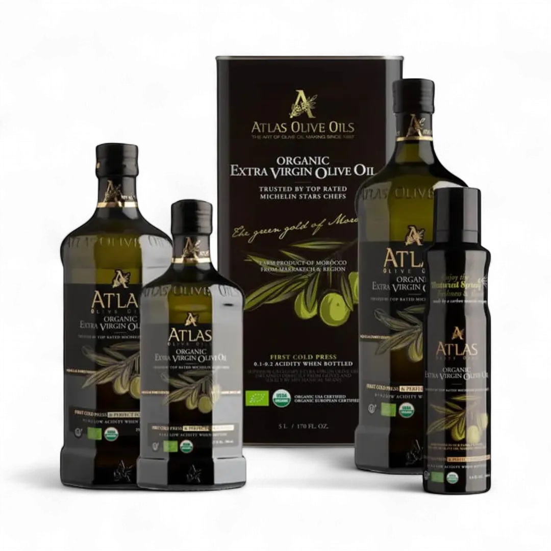 Atlas Organic Extra Virgin Olive Oil Glass bottle of 1 L (34 OZ) | Carbon Neutral | Low Acidity | Moroccan and Polyphenol Rich