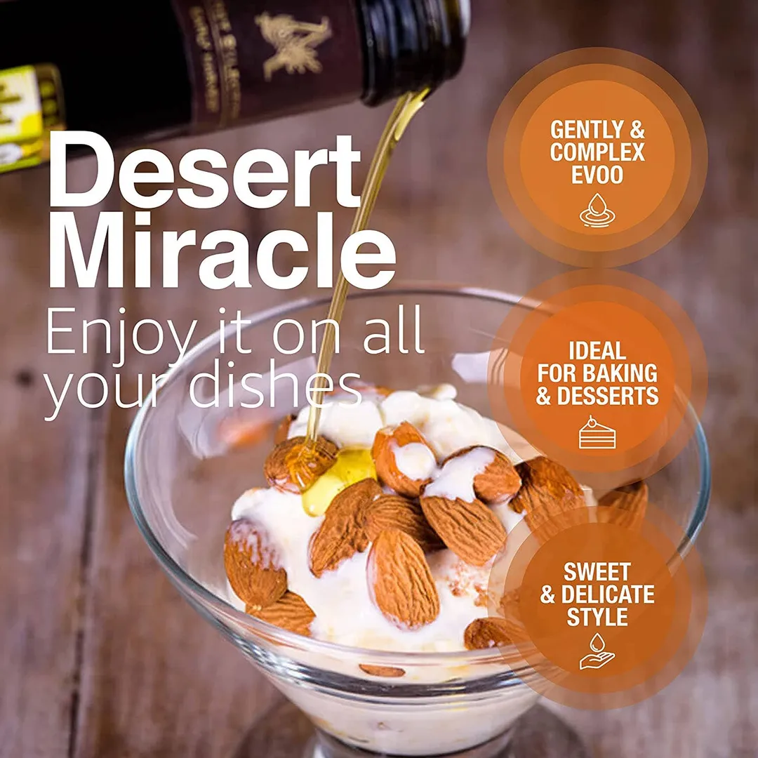 Desert Miracle Organic Extra Virgin Olive Oil | Glass Bottle | Moroccan and Polyphenol Rich - Carbon Neutral - Low Acidity - Trusted by Michelin Star Chefs