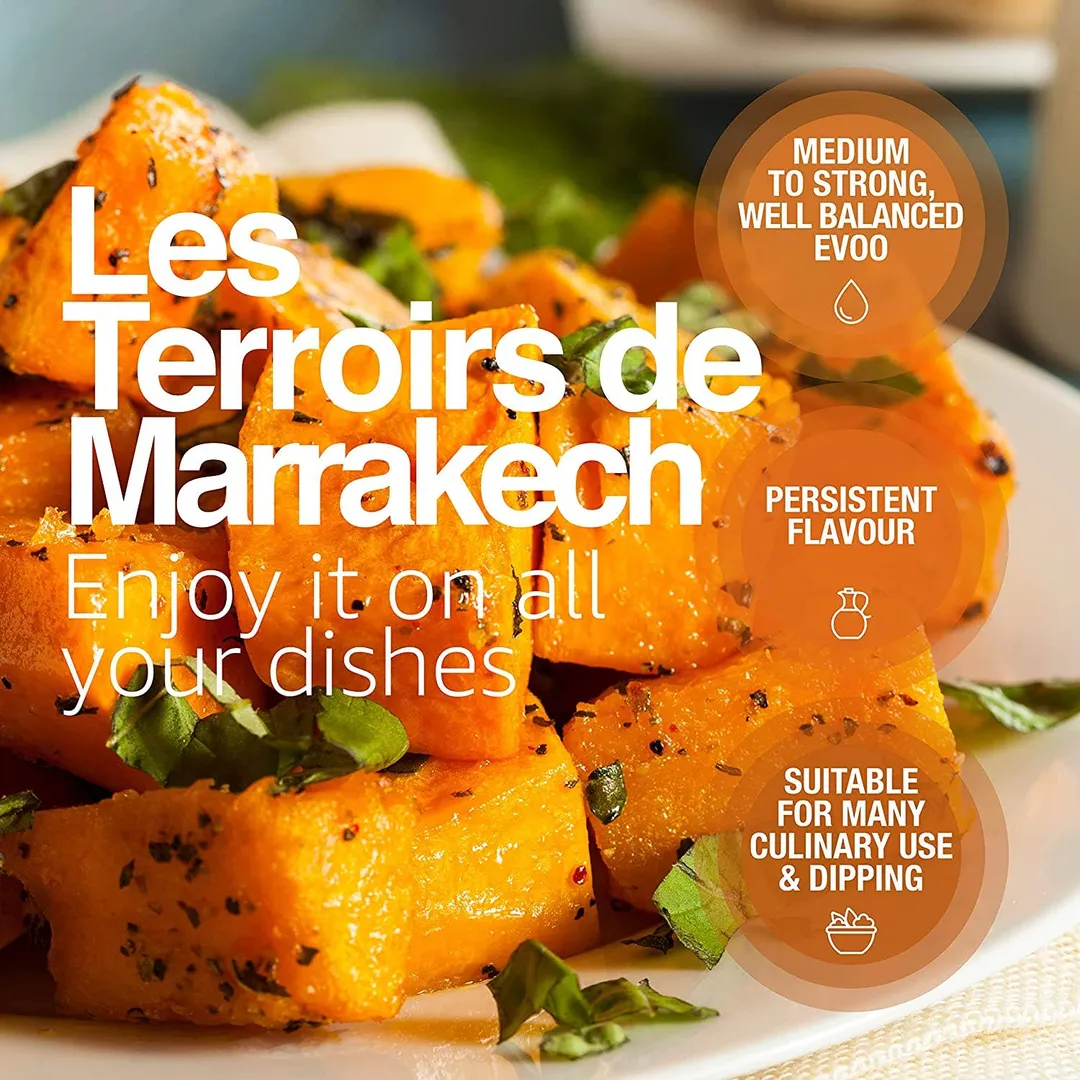 Les Terroirs De Marrakech Organic Extra Virgin Olive Oil Moroccan and Polyphenol Rich - Carbon Neutral - Low Acidity