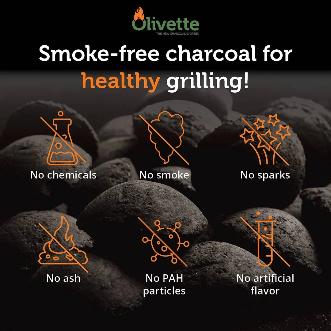 Olivette Organic Charcoal Briquette for Bbq | USDA Organic | 3kg