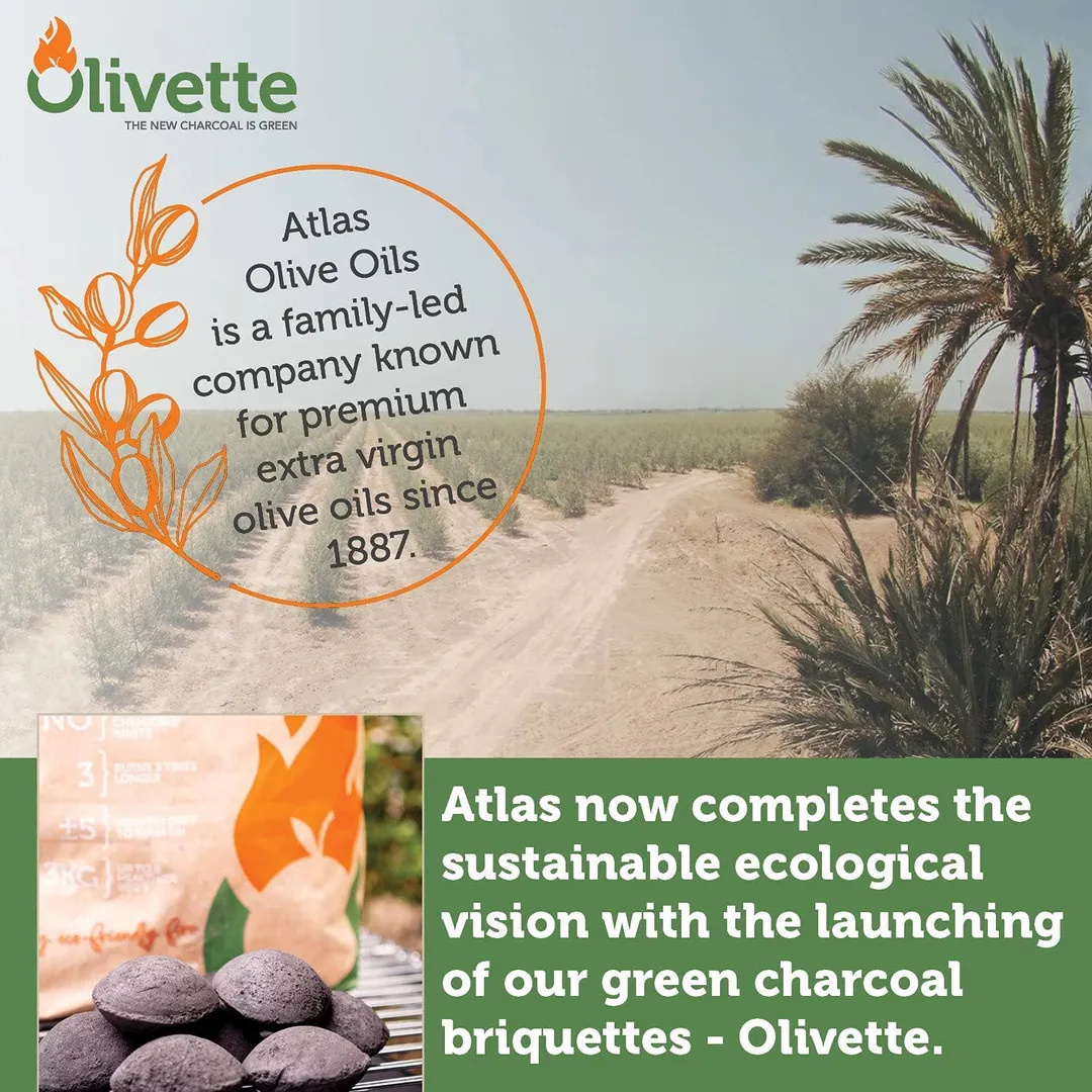Olivette Organic Charcoal Briquette for Bbq | USDA Organic | 3kg