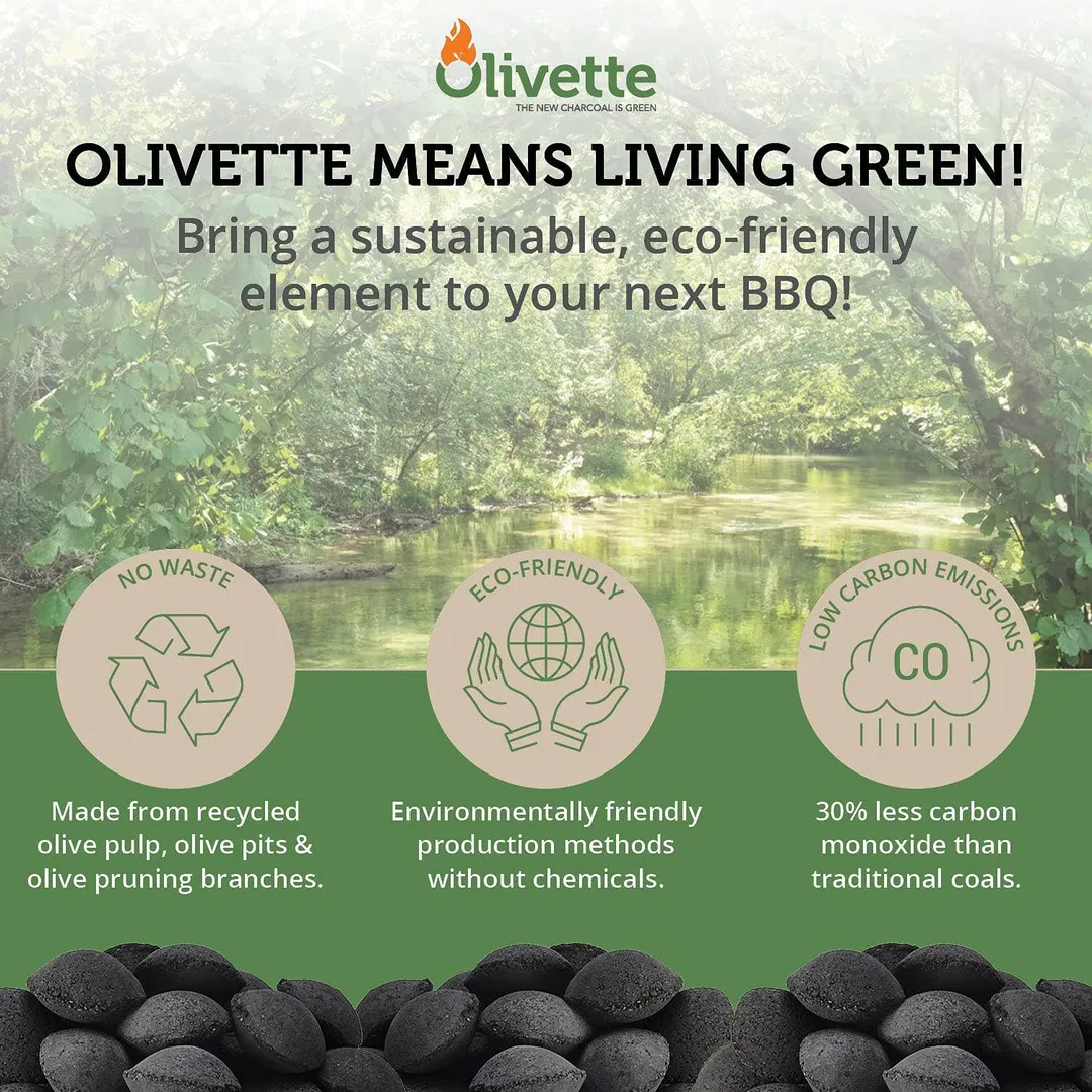 Olivette Organic Charcoal Briquette for Bbq | USDA Organic | 3kg