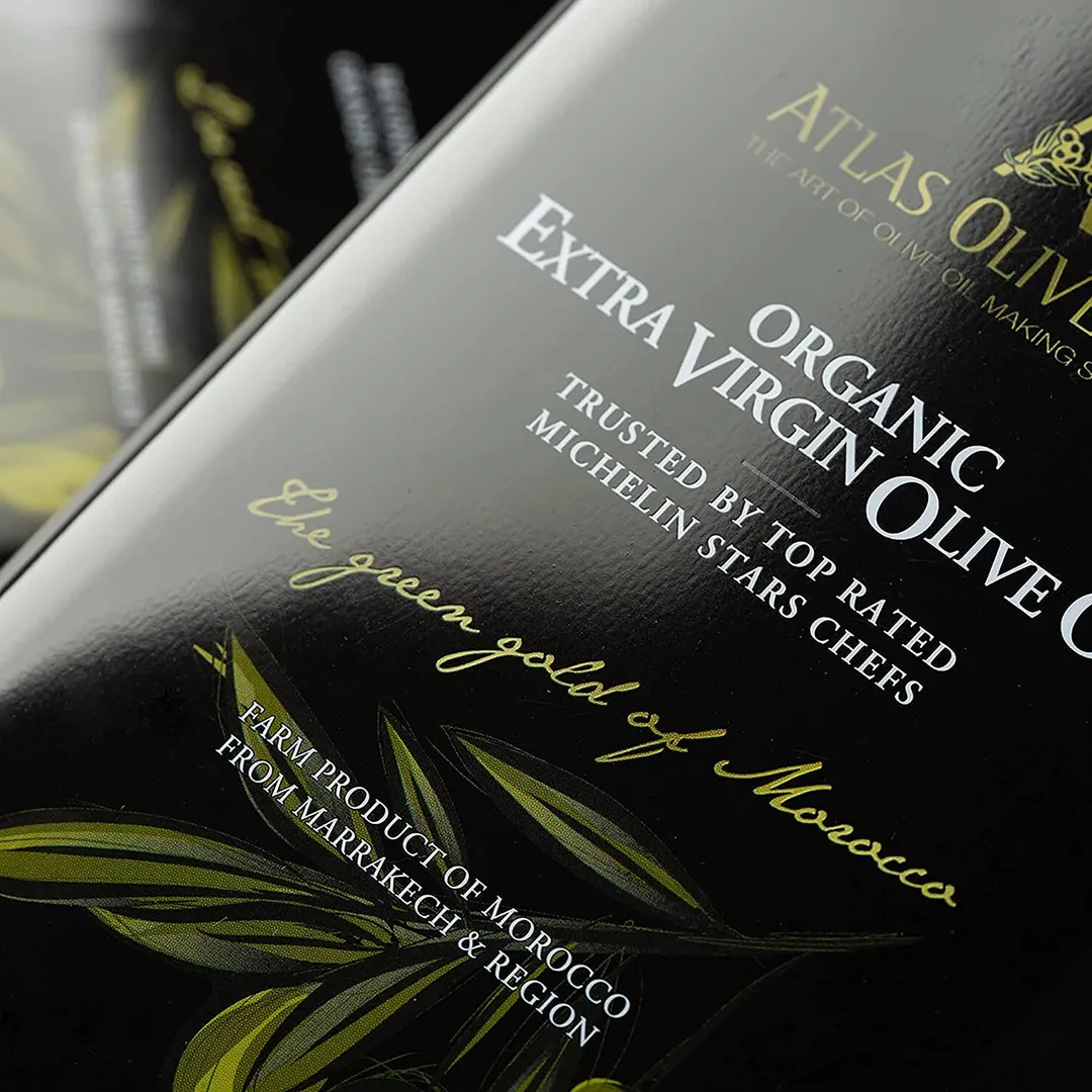 Atlas Organic Extra Virgin Olive Oil Metal tin of 5L (169 OZ) | Carbon Neutral | Low Acidity | Moroccan and Polyphenol Rich