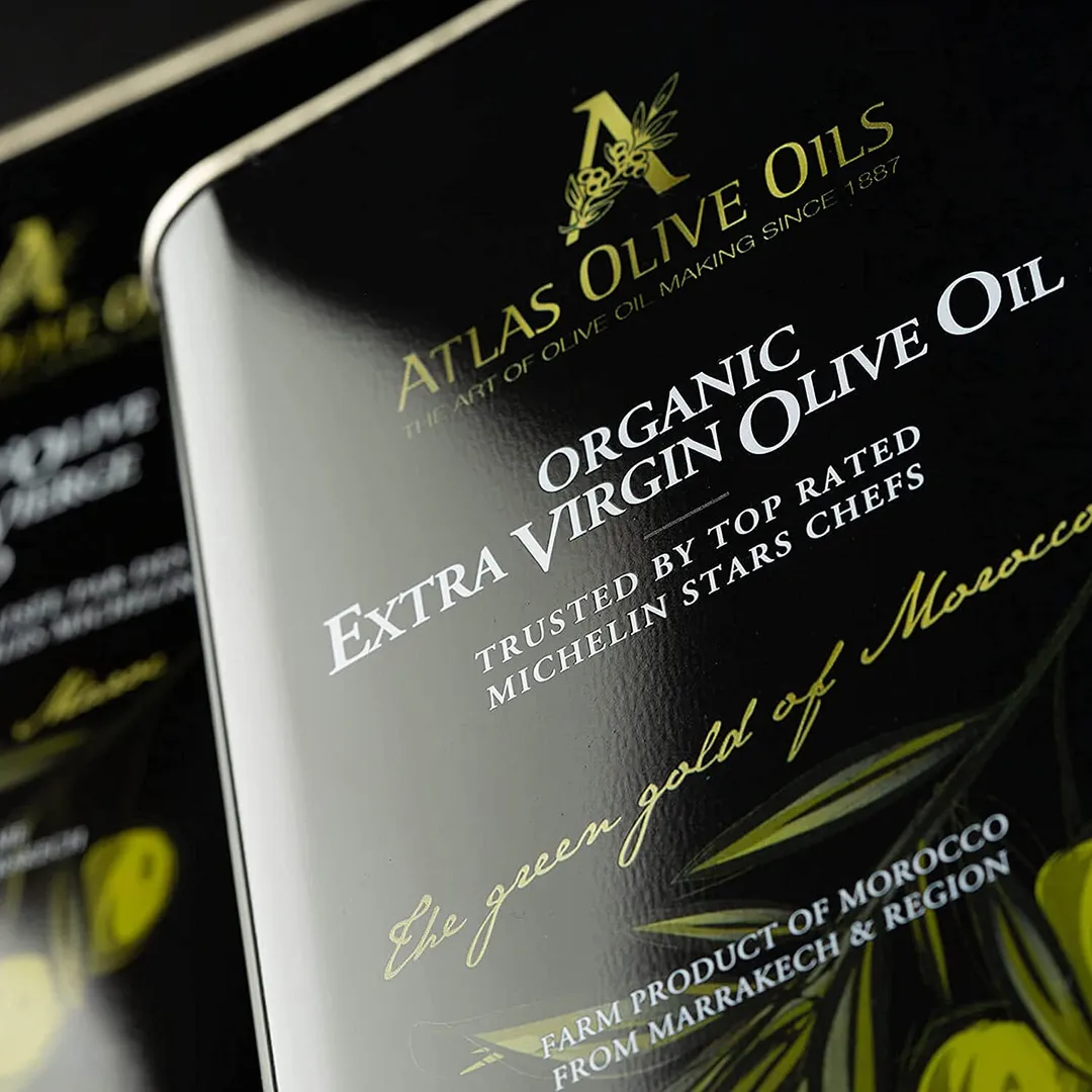 Atlas Organic Extra Virgin Olive Oil Metal tin of 5L (169 OZ) | Carbon Neutral | Low Acidity | Moroccan and Polyphenol Rich