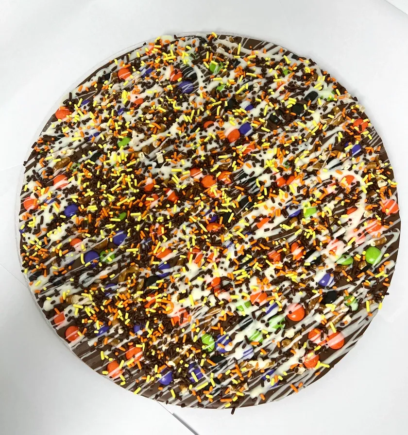 Fall Chocolate Candy & Pretzel Pizza