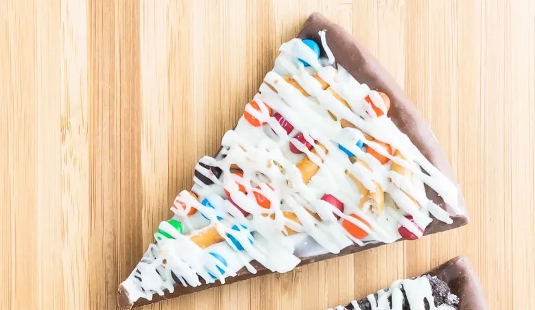 Mini Chocolate Candy & Pretzel Pizza Slice