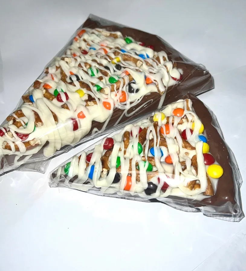 Mini Chocolate Candy & Pretzel Pizza Slice