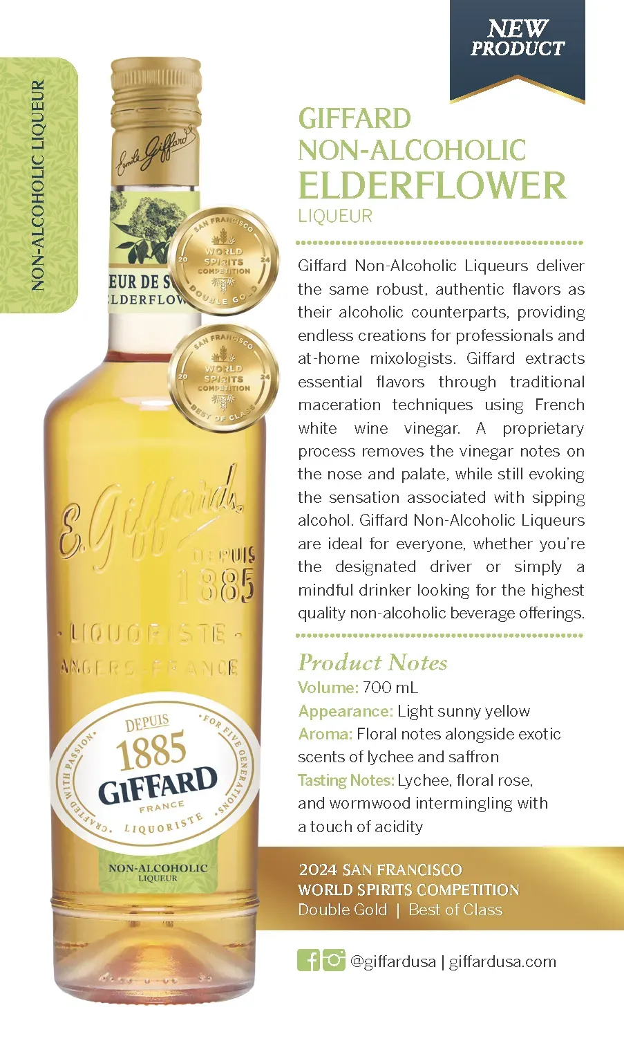 Giffard Elderflower Non-Alcoholic Liqueur 6/700ml