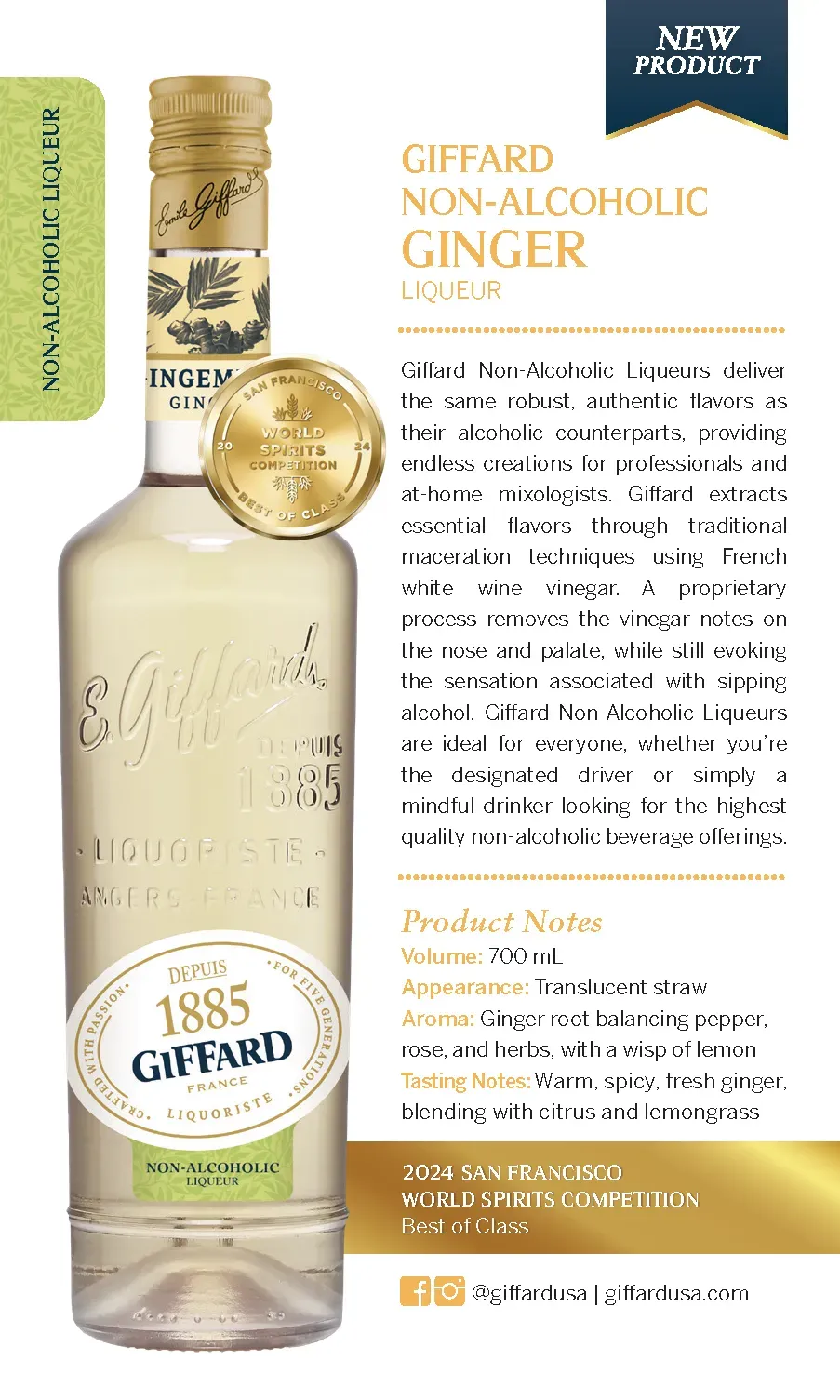 Giffard Ginger Non-Alcoholic Liqueur 6/700ml