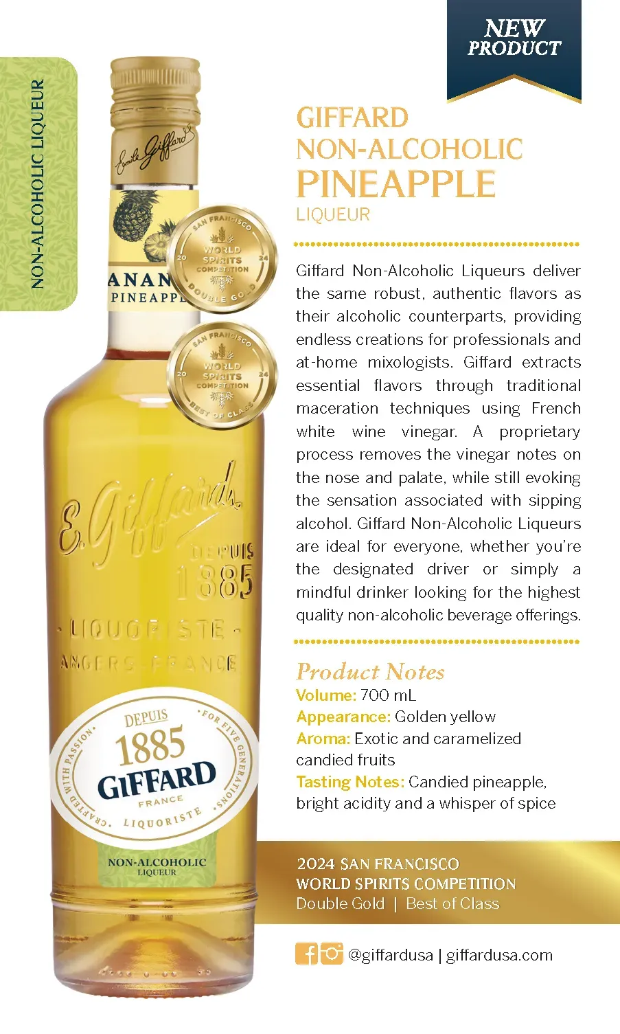Giffard Pineapple Non-Alcoholic Liqueur 6/700ml