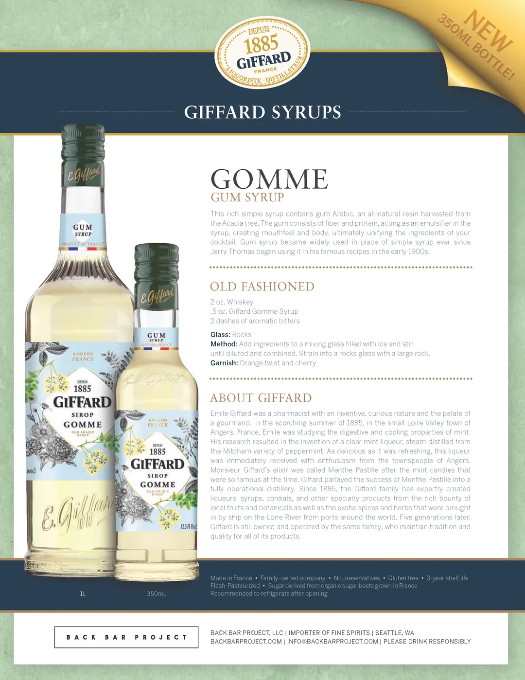 Giffard Gomme Syrup 6/350ml