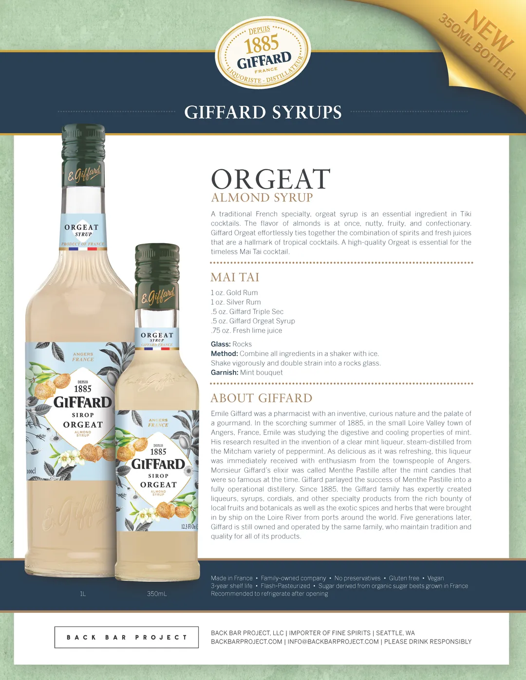 Giffard Orgeat Syrup 6/350ml