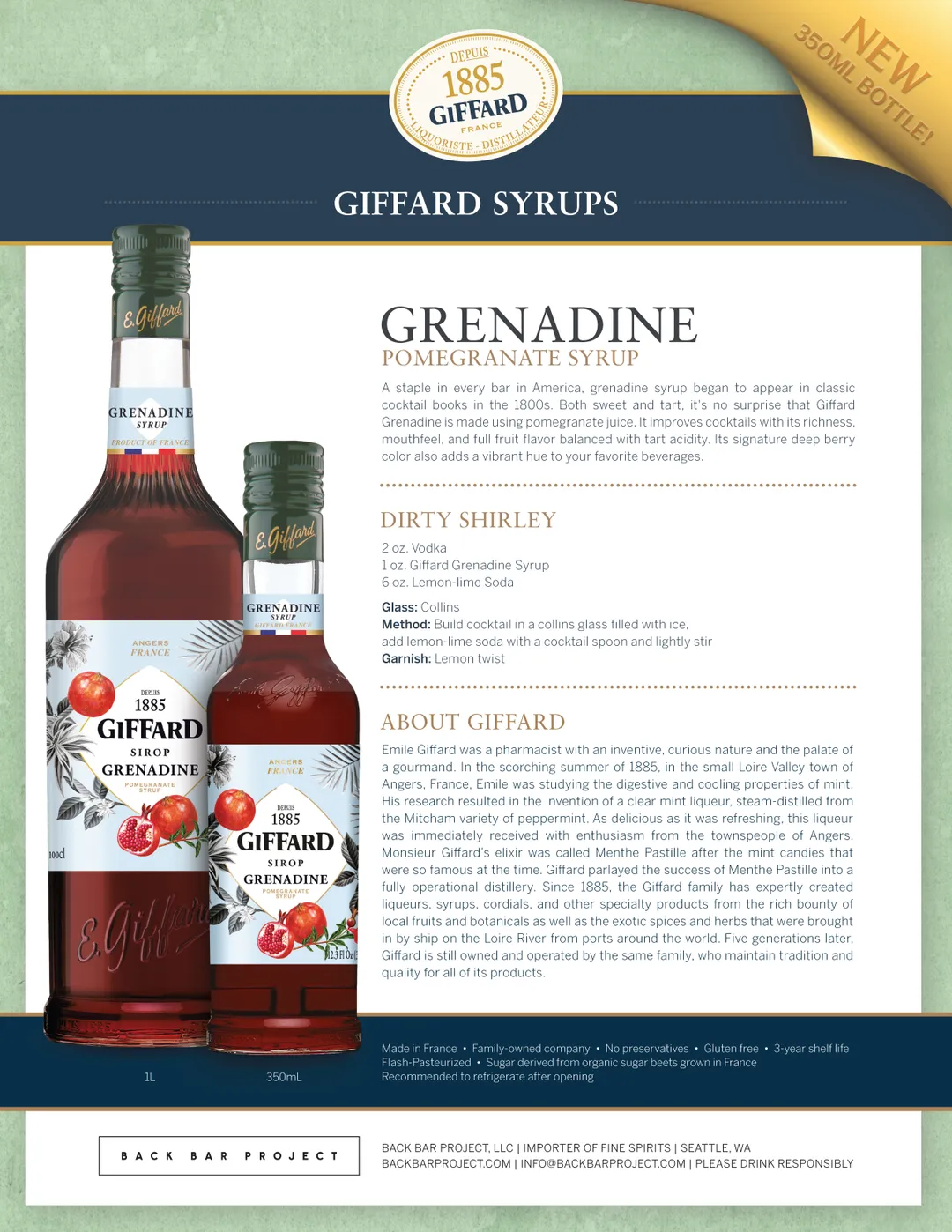 Giffard Grenadine Syrup 6/350mL