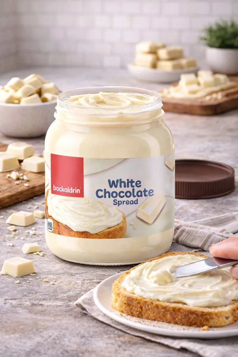 Premium White Chocolate Spread - Smooth Creamy Butter for Toast, Bagels, Pancakes, Waffles & Dessert Baking - Rich White Chocolate Flavor - 12.35 oz Jar