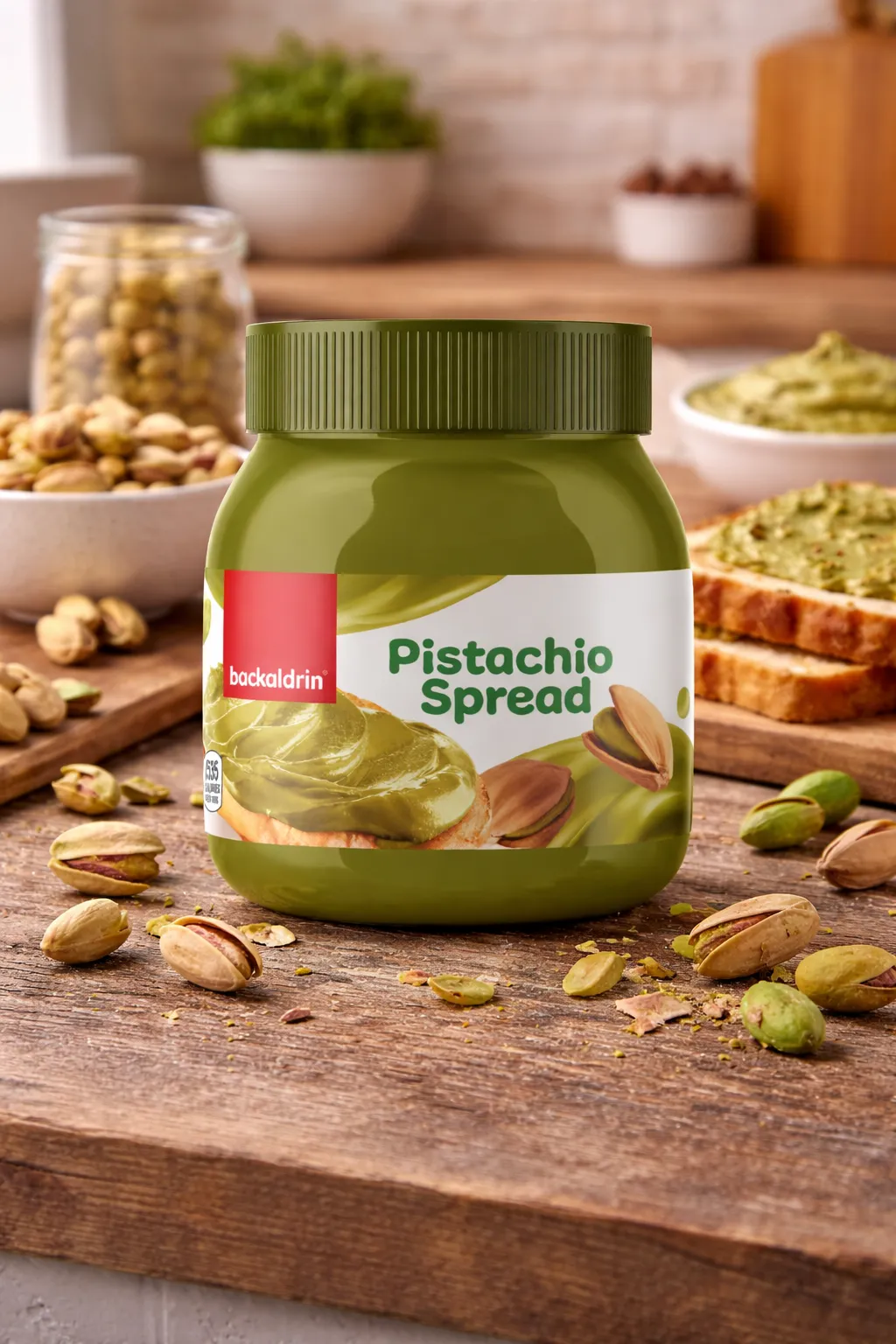 Pistachio Cream Spread - Sweet Nut Butter for Toast, Bagels, Pancakes & Desserts - Smooth Creamy Texture with Rich Pistachio Flavor for Baking - 12.35 oz Jar
